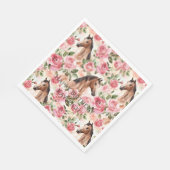 Horses Pretty Pink Roses Floral Birthday スタンダードランチョンナプキン (角)