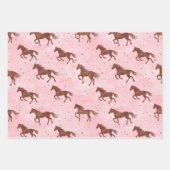 Horses Pretty Pink Roses Floral Birthday ラッピングペーパーシート (正面2)
