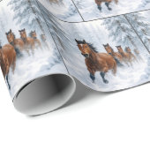 Horses Running Through a Snowy Forest ラッピングペーパー (ロールコーナー)