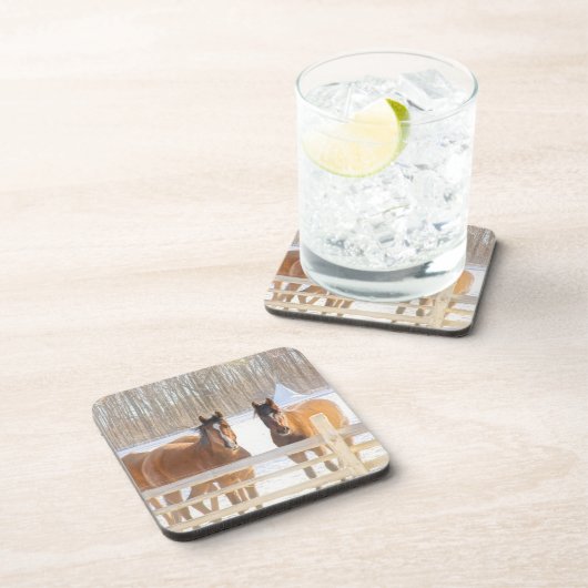 Horses Vermont Winter Hard Plastic Coaster コースター (右側)