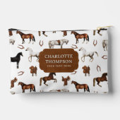 Horses Watercolor Horseshoe Horse Saddles アクセサリーポーチ (裏面)