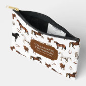 Horses Watercolor Horseshoe Horse Saddles アクセサリーポーチ (見開き)