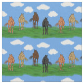 Horses with Cloudsイラストレーション パターン（の模様が）ある ファブリック (クローズアップ)
