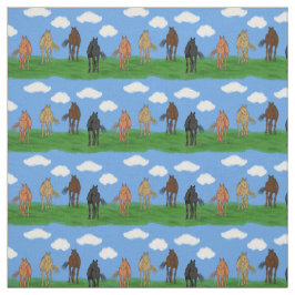 Horses with Cloudsイラストレーション パターン(の模様が)ある ファブリック