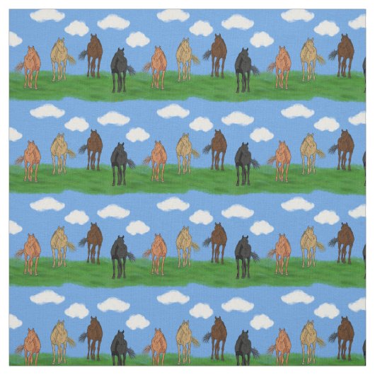 Horses with Cloudsイラストレーション パターン（の模様が）ある ファブリック (見本)