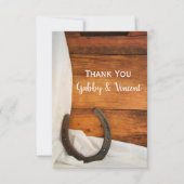 HorseshoeとSatin Western結婚の感謝の言葉 ノートカード (正面)