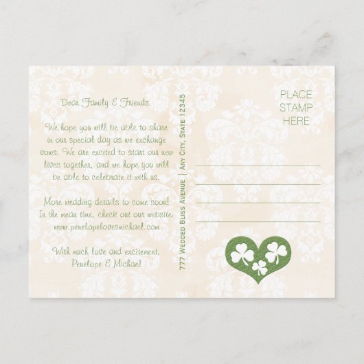 HorseshoeとShamrock日付を保存 案内ポストカード (裏面)