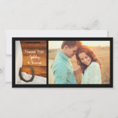 Horseshoe and Satin Western Barn's 結婚 Thank You サンキューカード (正面)