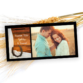 Horseshoe and Satin Western Barn's 結婚 Thank You サンキューカード