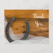 Horseshoe and Veil Western Barn's 結婚 Thank You ポストカード (正面)