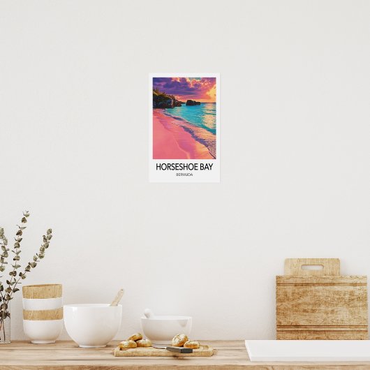 Horseshoe Bay Bermuda Travel Poster ポスター (キッチン)