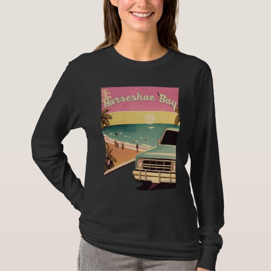 Horseshoe Bay Retro Beach Vacation Souvenir Surf Tシャツ (正面)