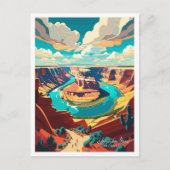 Horseshoe Bend Arizona Vintage Travel Illustration ポストカード (正面)