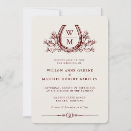 Horseshoe Cactus Western Country Boho Wedding  招待状