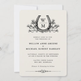 Horseshoe Cactus Western Country Boho Wedding  招待状
