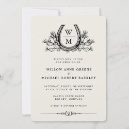 Horseshoe Cactus Western Country Photo 結婚's 招待状
