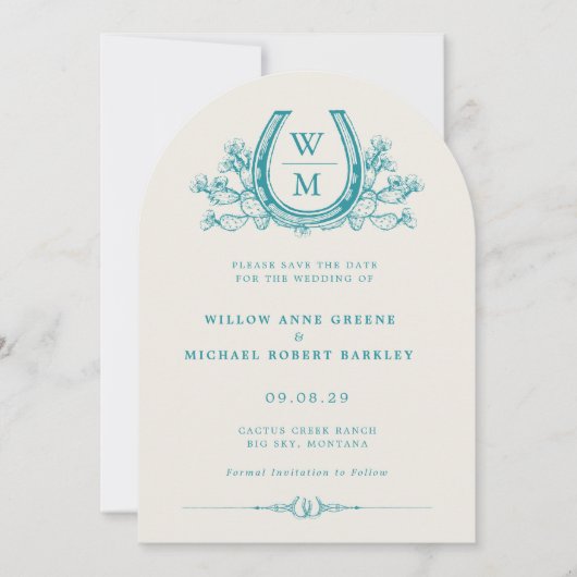 Horseshoe Cactus Western Photo Save the Date 招待状 (正面)