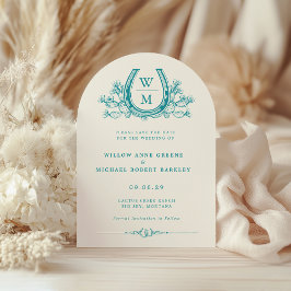 Horseshoe Cactus Western Photo Save the Date 招待状