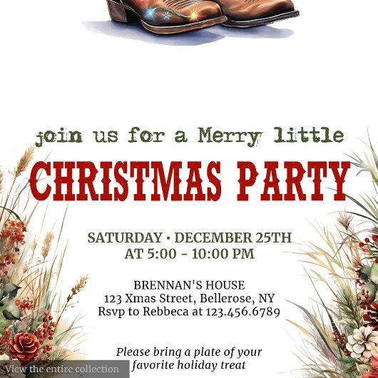 Horseshoe charm Christmas party editable invites 招待状