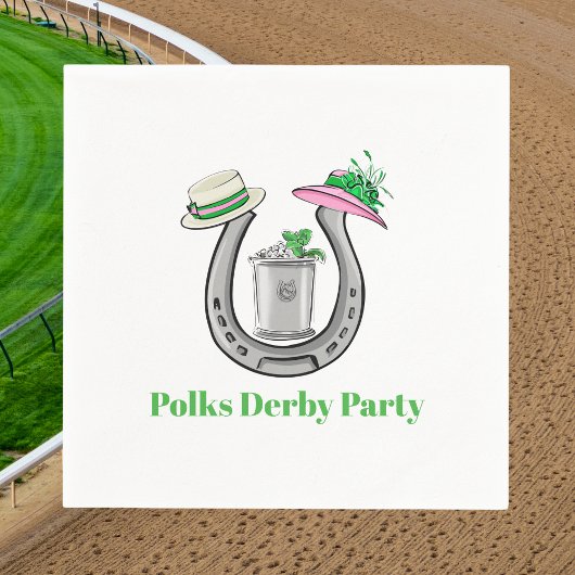 Horseshoe, Fancy Hats, Mint Julep Derby Custom スタンダードカクテルナプキン