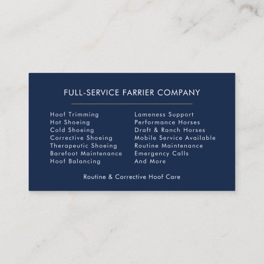Horseshoe Farrier  名刺 (裏面)