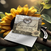 Horseshoe Sunflower Country Wood 結婚's Thank You ポストカード