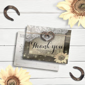 Horseshoe Sunflower Country Wood 結婚's Thank You ポストカード