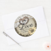 Horseshoe Sunflower Wood Country Wedding Thank You ラウンドシール (封筒)