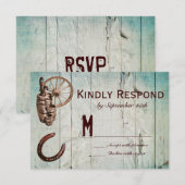 Horseshoe Wagon Wheel Barrel Weding RSVPカード (正面/裏面)