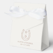 Horseshoe Western Country Brown Monogram Wedding フェイバーボックス (正面)