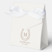 Horseshoe Western Country Brown Monogram Wedding フェイバーボックス (正面)