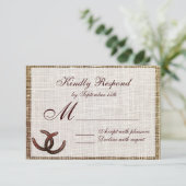 Horseshoes素朴カントリーウェディングRSVPカード 出欠カード (スタンド正面)