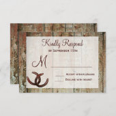 Horseshoes素朴 Country Weding RSVPカード (正面/裏面)