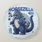 Horsezilla Shirt | Giant Monster Horse Art | Epic ラウンドクッション (裏面)
