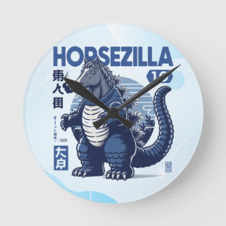 Horsezilla Shirt | Giant Monster Horse Art | Epic  ラウンド壁時計