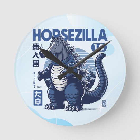 Horsezilla Shirt | Giant Monster Horse Art | Epic  ラウンド壁時計 (正面)