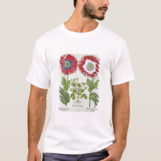 「Hortus Eystettensisからの装飾用のケシ、 Tシャツ (正面)