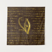 Horusおよび象形文字の金エジプトの目 タペストリー (正面(横))