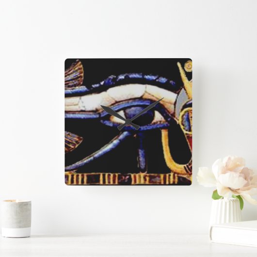 Horusのエジプトの目 スクエア壁時計 (ホーム)