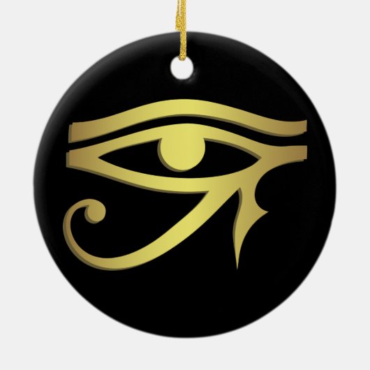 horusのエジプトの記号の黒の目 セラミックオーナメント (裏面)
