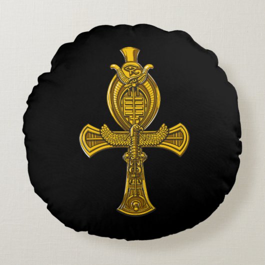 Horusの古代エジプトの神聖な記号のAnkhの目 ラウンドクッション (正面)