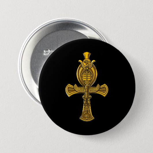 Horusの古代エジプトの神聖な記号のAnkhの目 缶バッジ (正面&裏面)