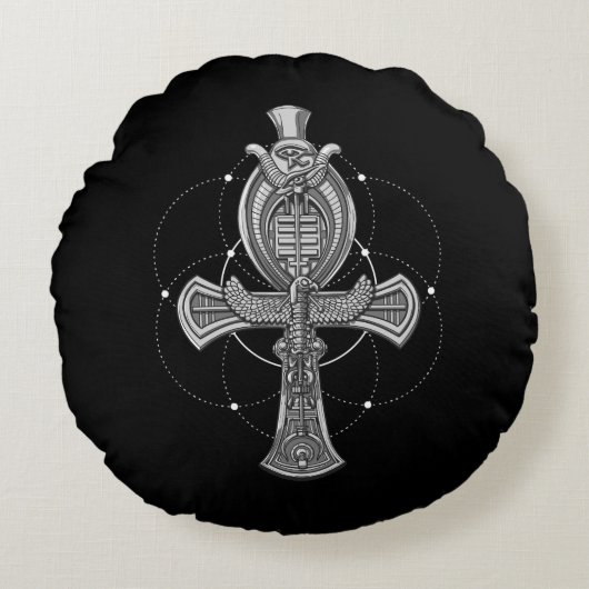Horusの古代エジプトの記号のAnkhの十字の目 ラウンドクッション (正面)