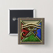 Horusの正方形ボタンの目 缶バッジ (正面&裏面)