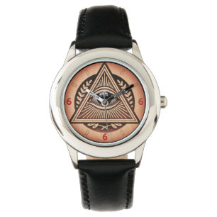 Horus Illuminati 666の木製のスタイルの目 腕時計
