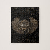 Horus - Wadjetのヴィンテージの金ゴールドのエジプトの目 ジグソーパズル (縦)