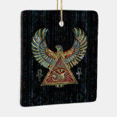 Horus - Wadjetの宝石用原石および金ゴールドの目 セラミックオーナメント (右)