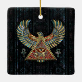 Horus - Wadjetの宝石用原石および金ゴールドの目 セラミックオーナメント (裏面)