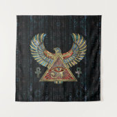 Horus - Wadjetの宝石用原石および金ゴールドの目 タペストリー (正面)