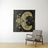 Horus - Wadjetの金ゴールドおよび黒のエジプトの目 タペストリー (インサイチュ(横))